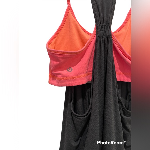 Lululemon Gray and Coral Tank W Shelf Bra Size 6 - Picture 3 of 5